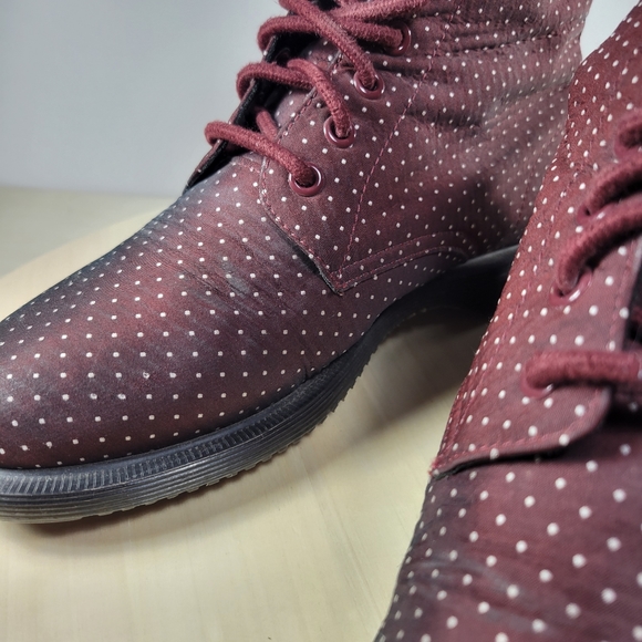 Dr. Martens Evan Maroon & White Polka Dots Boots Booties Women's Size 7 - Picture 10 of 14